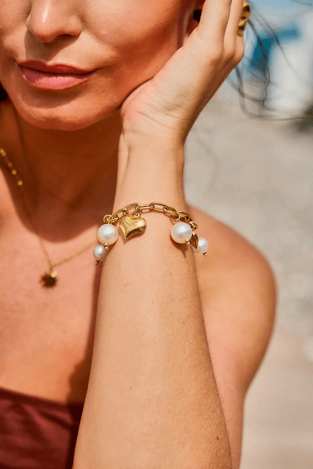 Bracelet Maillons dorés perles