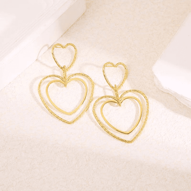 Boucles d&#039;oreilles Coeur double
